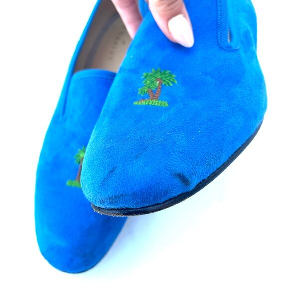 Shipton & Heneage Men’s Velvet Smoking Slippers Loafers Blue Palm Tree US 9 - Picture 9 of 9